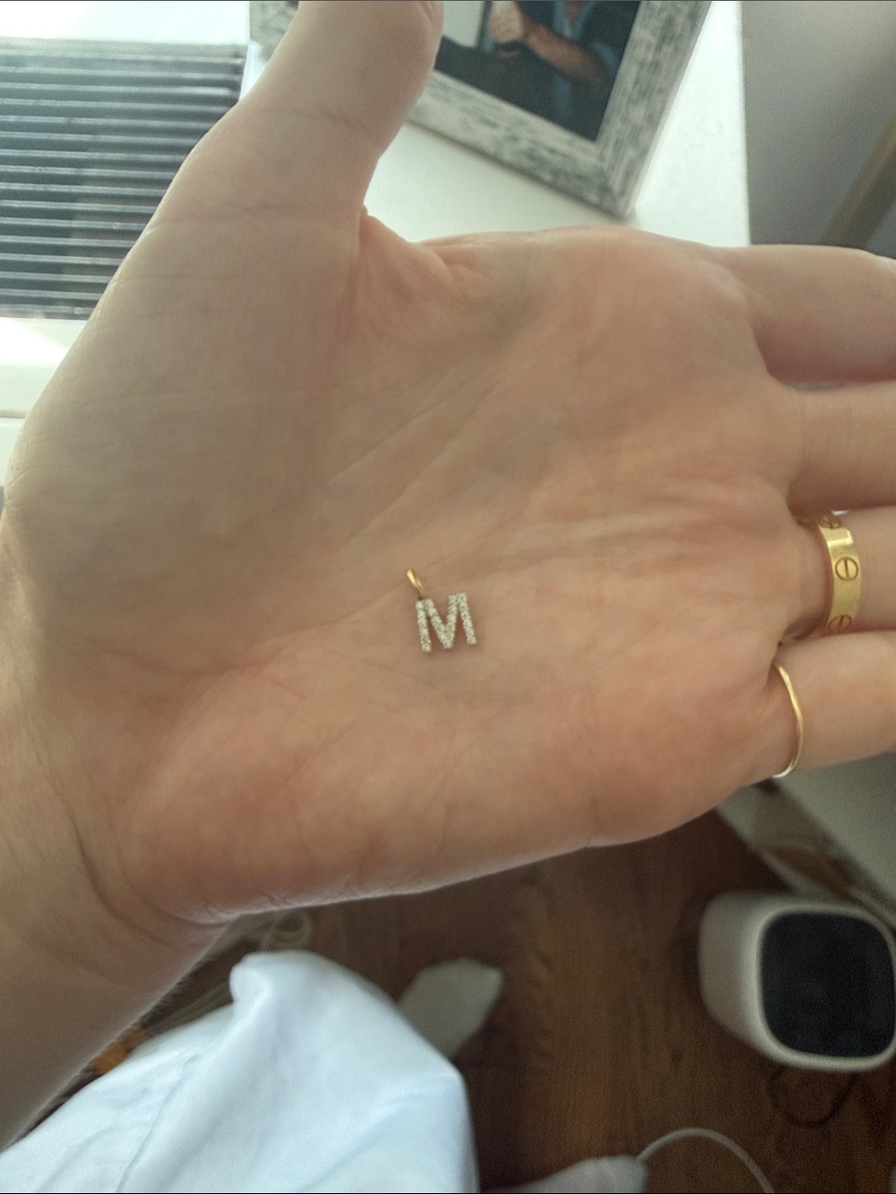 Lab Grown Diamond Initial Pendant 14k Gold - M